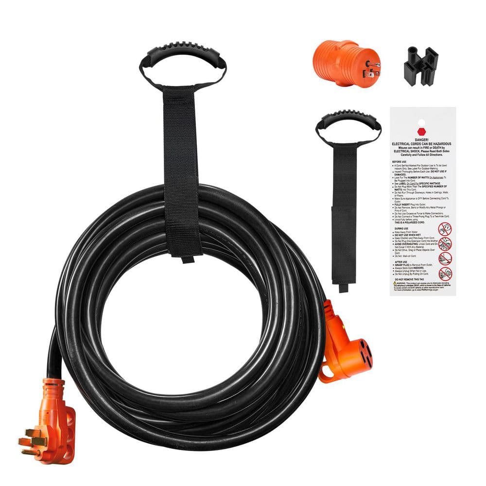 50 Amp RV Extension Cord 15 ft., NEMA 14-50P to 14-50R, STW Cable with LED Handle, 15A Adapter, for RV Generator Camping price history on PriceWatchPro