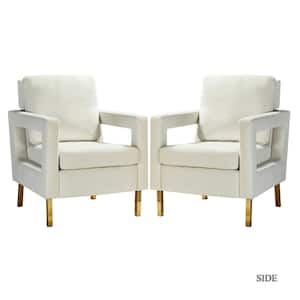 Anika Golden Leg Ivory Comfy Arm Chair (Set of 2)