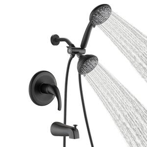 Single Handle 7-Spray High Pressure Tub and Shower Faucet with Handheld Shower Head in Matte Black (Valve Included)