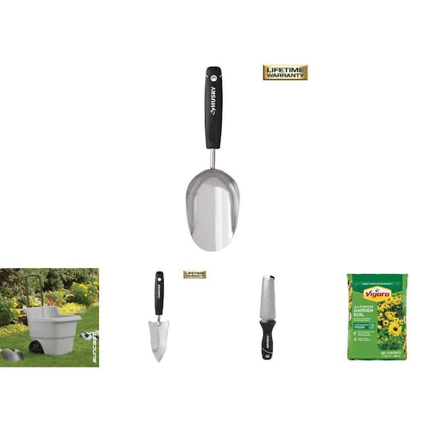 6-1/5 in. Scoop, 1 cu. ft. All Purpose Soil, 2 cu. ft. Cart, 11.25 in. Garden Knife and 6.2 in. Transplanter Combo