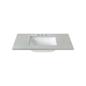 37 in. W x 22 in. D Cultured Marble Rectangular Undermount Single Basin Vanity Top in Silver Stream