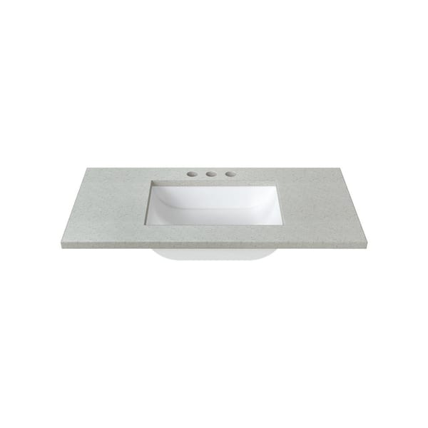 J COLLECTION 37 in. W x 22 in. D Cultured Marble Rectangular Undermount ...
