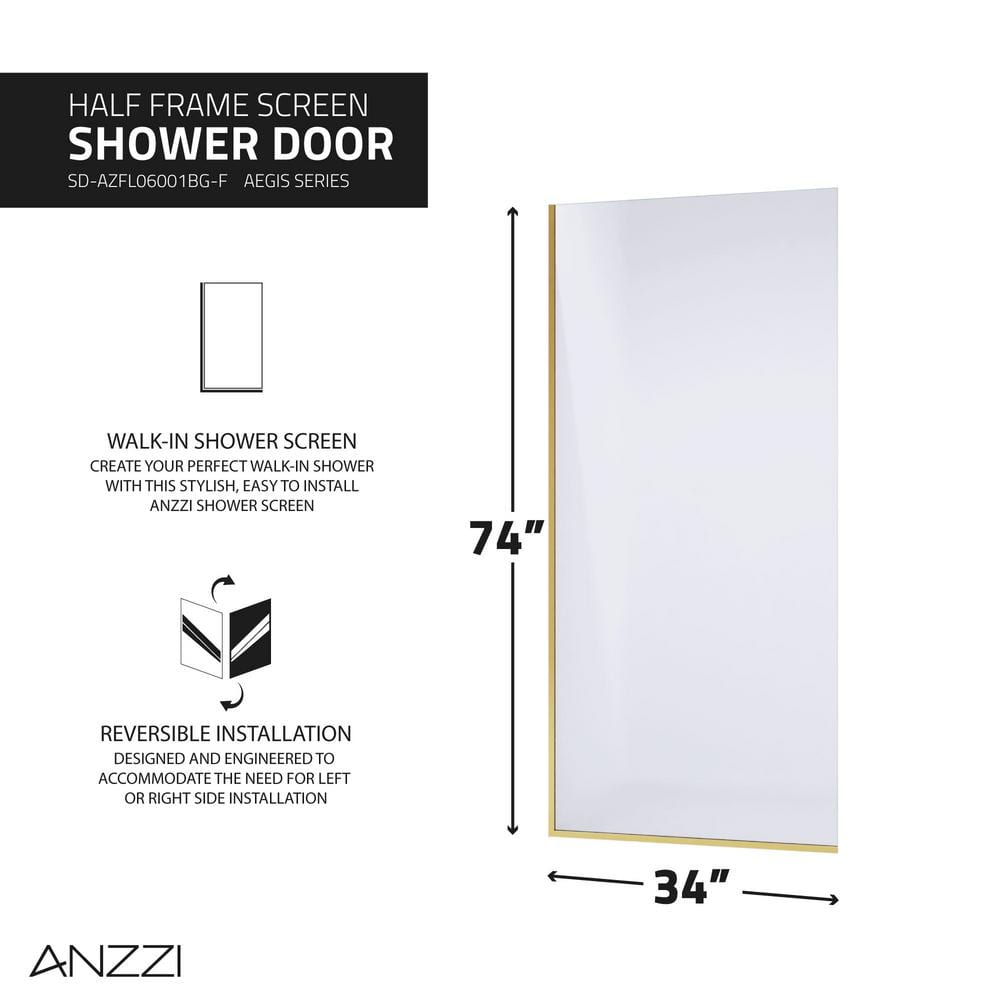 Brushed Gold and Frosted Glass Frameless Shower Screen