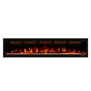 86 in. Wall-Mounted and Recessed Electric Fireplace in Black