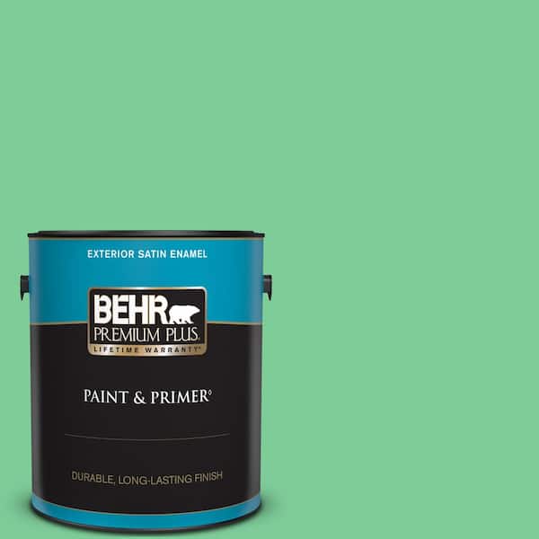 BEHR PREMIUM PLUS 1 gal. #460B-4 Garden Glow Satin Enamel Exterior Paint & Primer