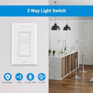 15 Amp Smart 3-Way On Off Illuminated Antimicrobial Rocker Light Switch White (10-Pack)
