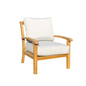 Heritage Collection Teak Outdoor Lounge Chair with Grey Cushions