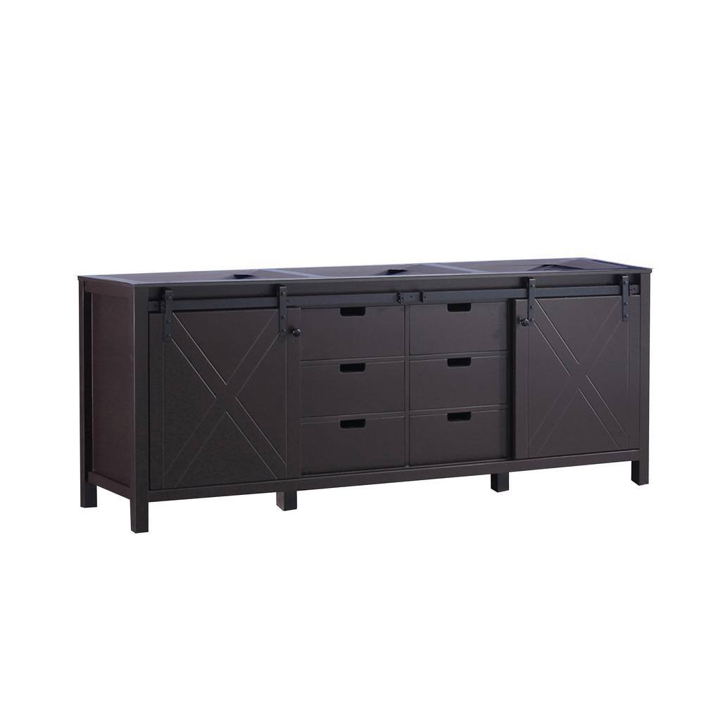 Marsyas 84" Brown Freestanding Vanity Cabinet with Barn Doors