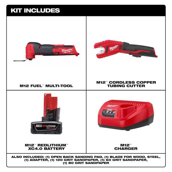 M12 FUEL 12V Lithium-Ion Cordless Oscillating Multi-Tool Kit with Copper Tubing Cutter