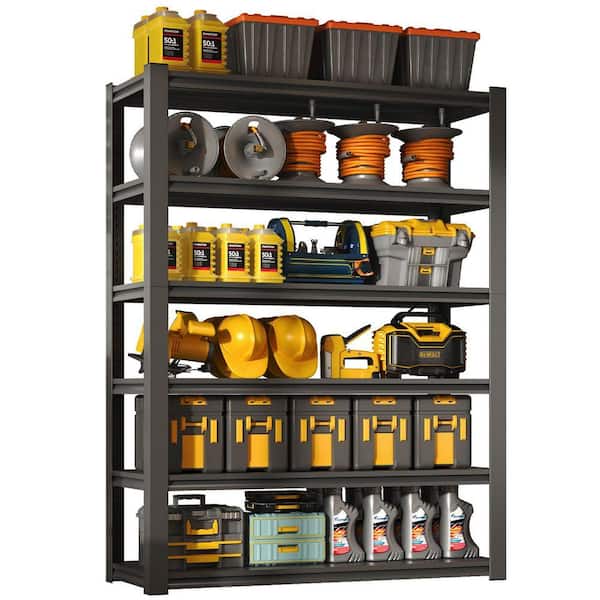 6-Tiers Steel Heavy Duty Freestanding Garage Storage Shelving Unit in Black (48 in. W x 83.8 in. H x 17.7 in. D)