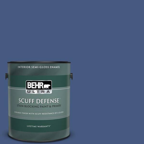 BEHR ULTRA 1 gal. #M540-7 Optimum Blue Extra Durable Semi-Gloss Enamel Interior Paint & Primer