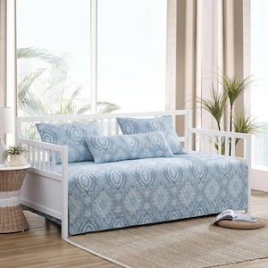 Turtle Cove 4-Piece Turquoise-Aqua Cotton 39 in. x 75 in. Daybed Cover Set