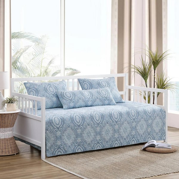 Tommy Bahama Turtle Cove 4-Piece Turquoise-Aqua Cotton 39 in. x 75 in. Daybed Cover Set
