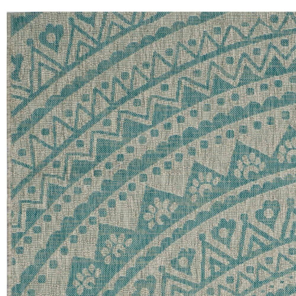Light Gray/Aqua Flat Woven Reversible Synthetic Area Rug