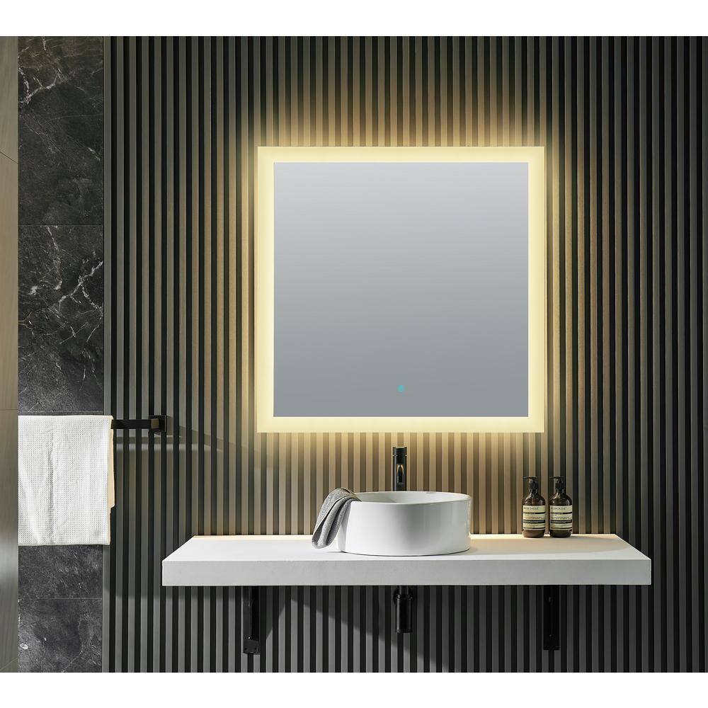 Lumina 36" Square Frameless LED Vanity Mirror with Defogger