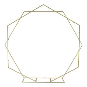 94.5 in. x 103.9 in. Dual Geometric Shaped Gold Metal Hexagon Wedding Arch for Party Events Decorations Arbor