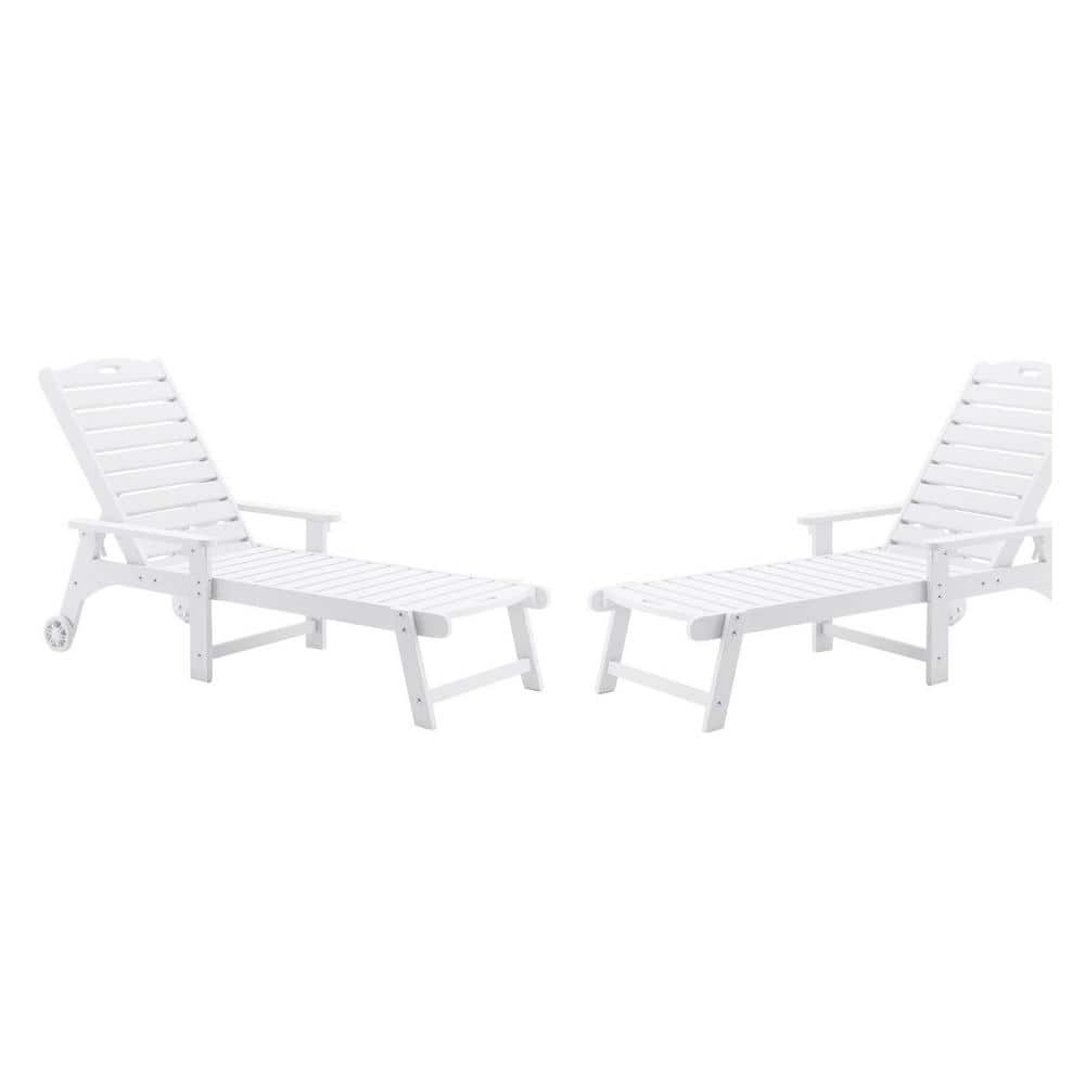 LUE BONA Oversized Plastic Outdoor Chaise Lounge Chair with Wheels and