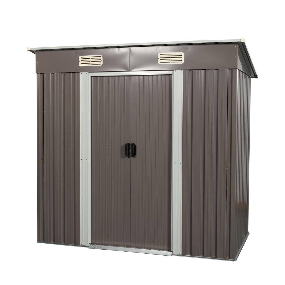 6 ft. x 4 ft. Outdoor Metal Storage Shed Gray (24 sq. ft.)
