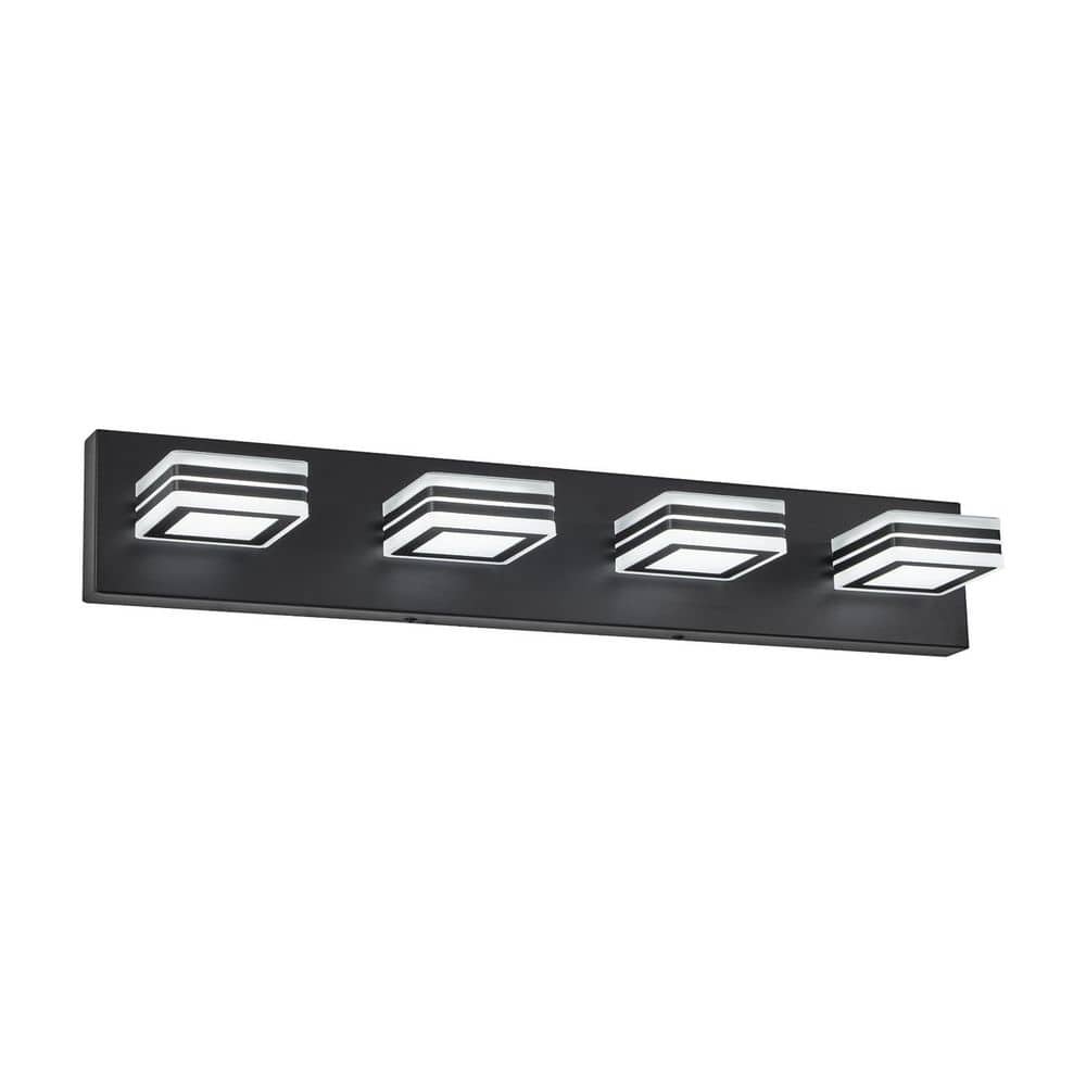25.6 in. 4-Light Bathroom Black Acrylic LED Vanity Light Over Mirror with 360° Rotating Lamp Head price history on PriceWatchPro