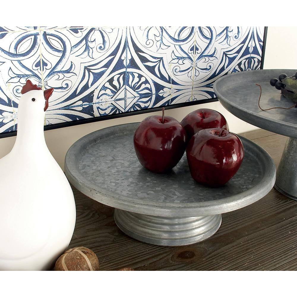 Gray Galvanized Metal Decorative Cake Stand, 14"
