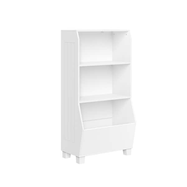 RiverRidge Home 23-in. Wide White Kids Playroom Bookshelf with Veggie Bin Organizer and 2-Open Toy Storage Shelves