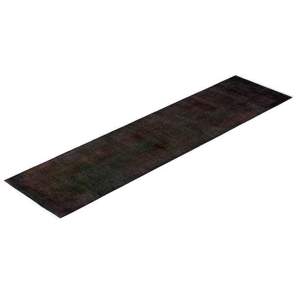 Overdyed Black 2 ft. 6 in. x 10 ft. 2 in. Wool Indoor Area Rug