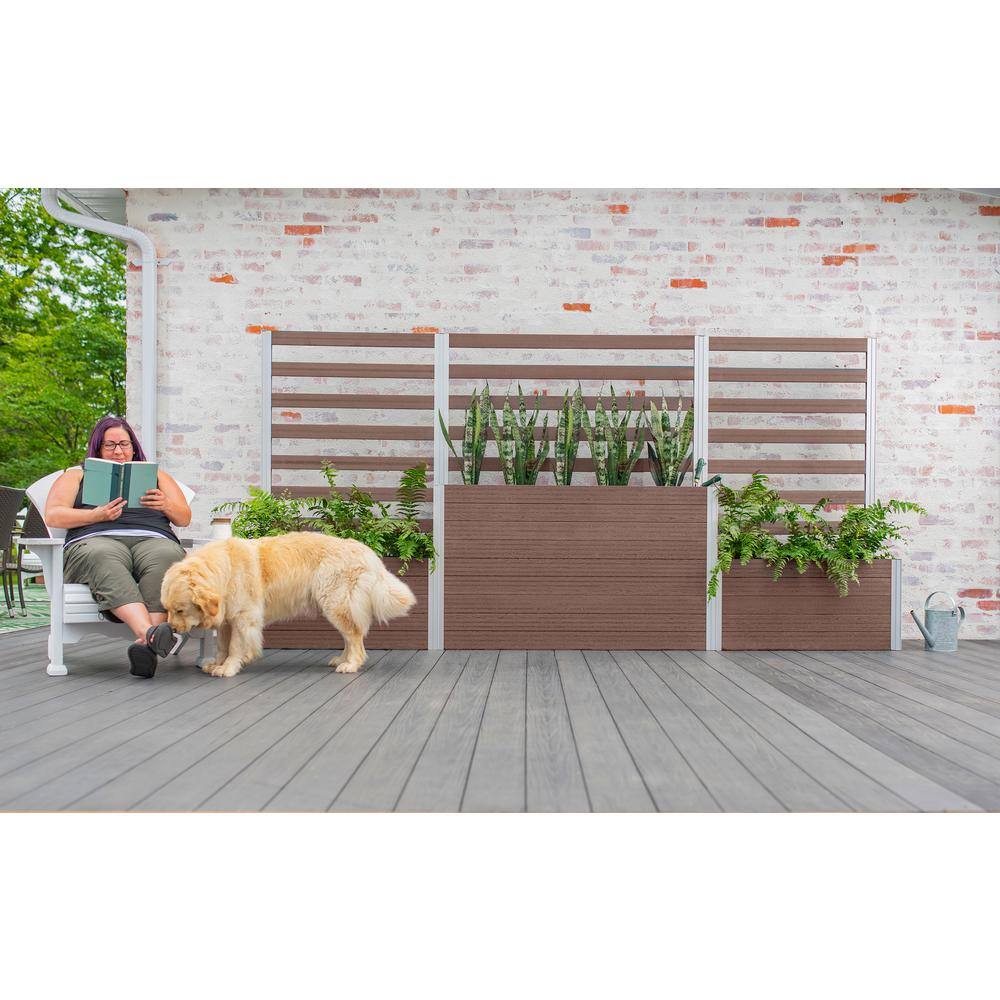 Espresso Brown Vinyl Parklette Planter Box with Trellis