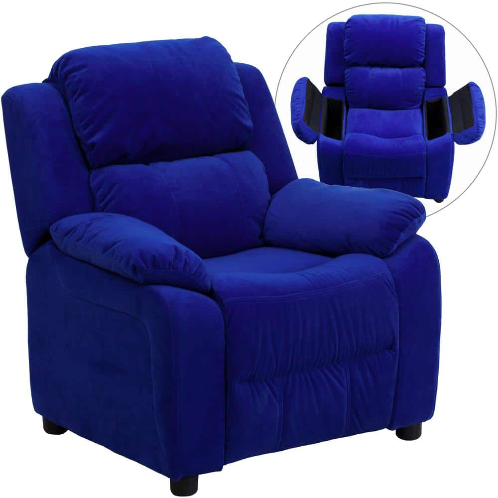 Flash Furniture Deluxe Padded Contemporary Blue Microfiber Kids ...