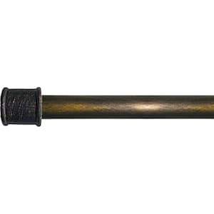 4 ft. Fixed Length 1 in. Dia. Metal Drapery Single Curtain Rod Set in Antique Bronze with End Caps Spool Finial