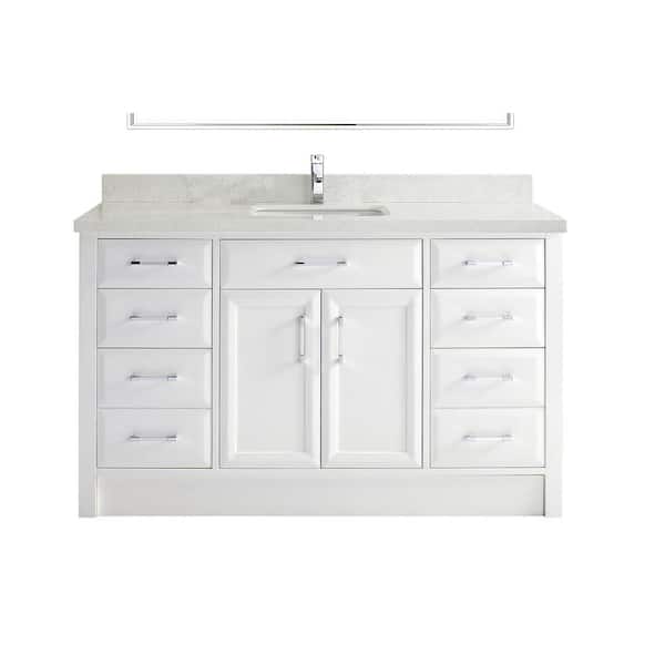 Studio Bathe Calais 60 in. Vanity in White with Solid Surface Vanity Top