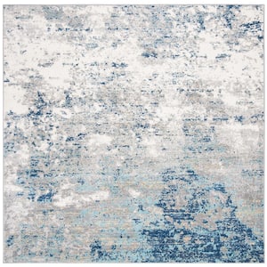 Brentwood Light Gray/Blue Doormat 3 ft. x 3 ft. Square Abstract Area Rug