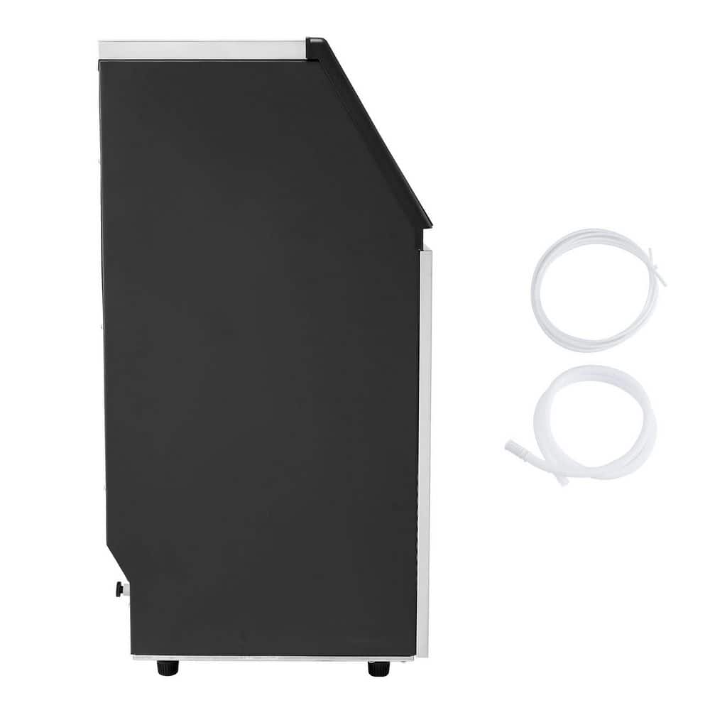 15.7 in. W Commercial Ice Maker 140 lbs. /24 H Freestanding LED Digital Display & Self-Cleaning Full Size Cubes Silver