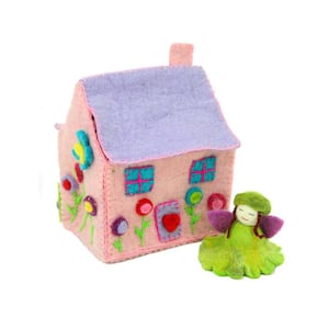 Pink Felt Tiny Dream House with Fairy