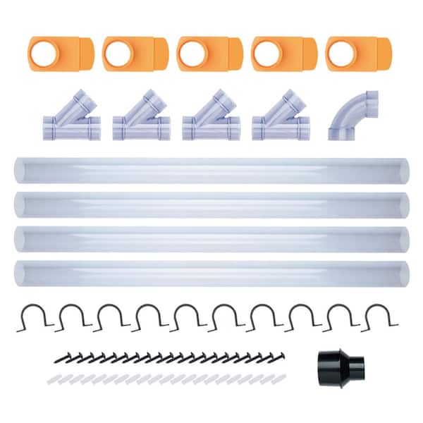 2-1/2 in. Dust Collection Kit Fittings Network w/Reducer, Blast Gate, Pipes, Elbow, Y-fitting, Mounting Brackets