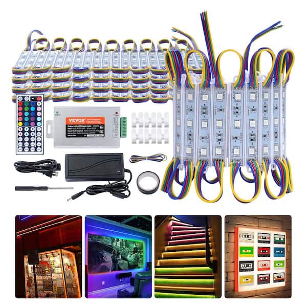 VEVOR 80PCS LED Storefront Lights 41ft. 0.72-Watt Integrated LED RGB Color Changing Shop Lights Remote Control 1 Pack