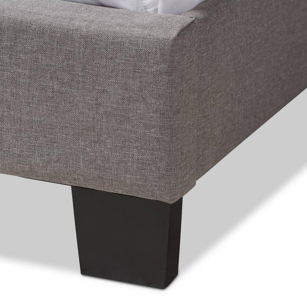 Odette Contemporary Light Beige Upholstered Queen Bed with Nailhead Trim