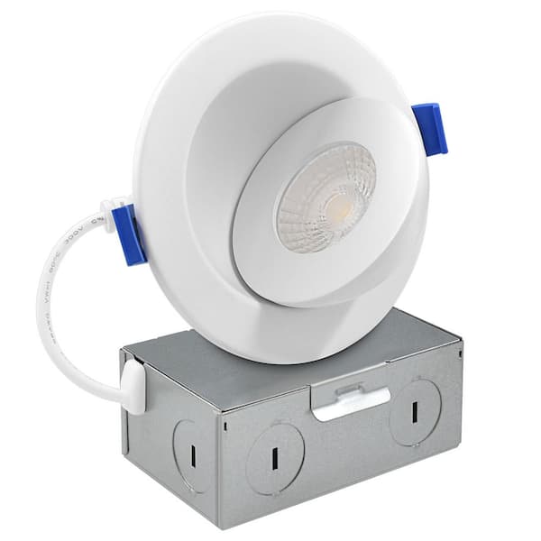 3 in. Floating Adjustable LED Can less Recessed Light, J-Box, 5CCT 2700K-5000K, Dimmable, 8-Watt, 700 Lumen, Damp Rated