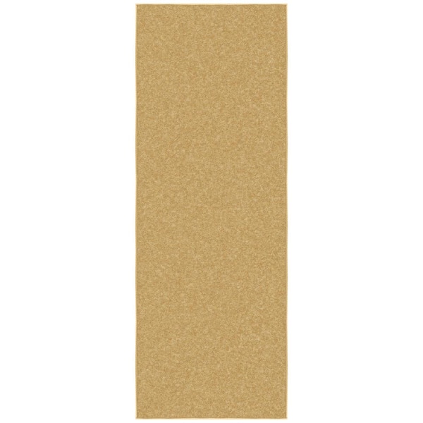 Ottohome Collection Non-Slip Rubberback Modern Solid Design 2x6 Indoor Runner Rug, 2 ft. 2 in. x 6 ft., Beige