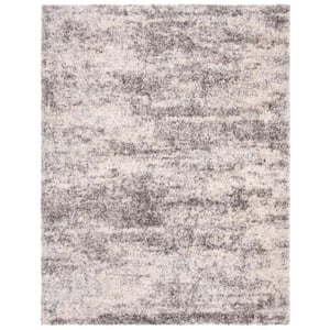 Berber Shag 8 ft. x 10 ft. Gray/Cream Distressed Solid Area Rug