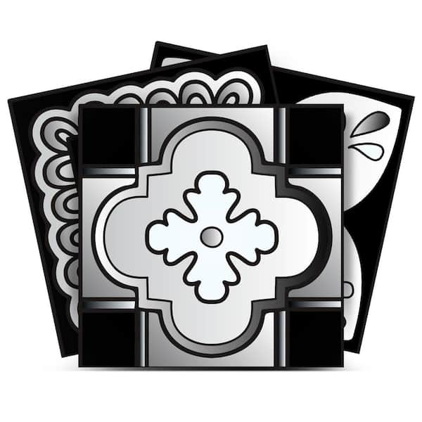 MI ALMA White, Black M4 4 in. x 4 in. Vinyl Peel and Stick Tile (24 Tiles, 2.67 sq. ft./Pack)