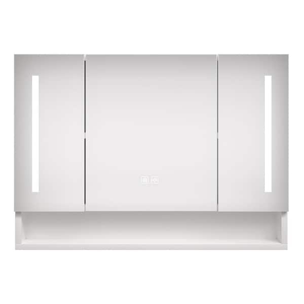 39 in. W x 28 in. H Rectangular White Surface Mount Medicine Cabinet with Mirror, 3-Colors LED Light, Defogging Function
