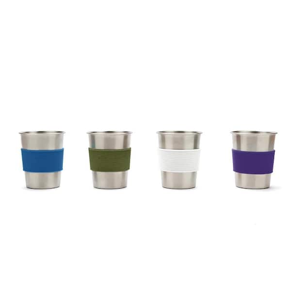 RED ROVER Stainless Steel Cups 10 oz. White, Blue, Green, Purple (Set of 4)  20056 - The Home Depot