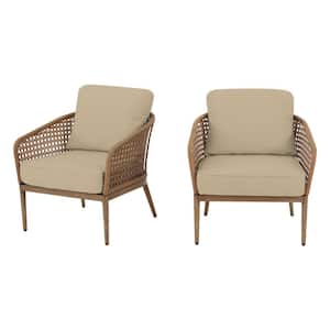 Coral Vista Brown Wicker Outdoor Patio Lounge Chair with CushionGuard Putty Tan Cushions (2-Pack)