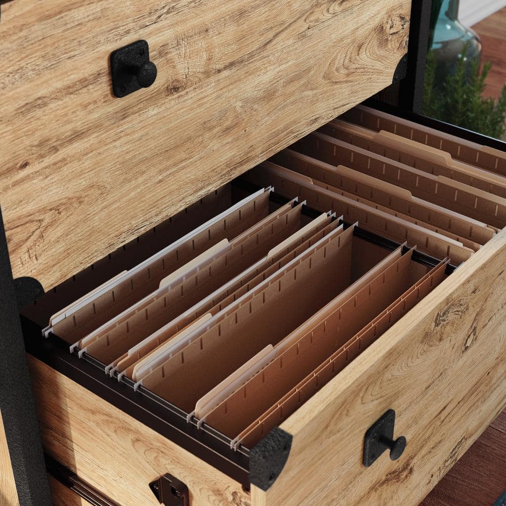 Milled Mesquite 2-Drawer Industrial Lateral File Cabinet