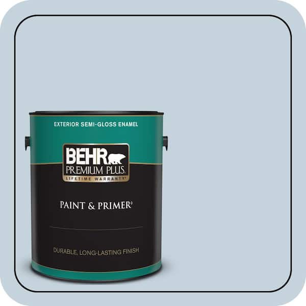 BEHR PREMIUM PLUS 1 gal. #570E-2 Velvet Sky Semi-Gloss Enamel Exterior Paint & Primer
