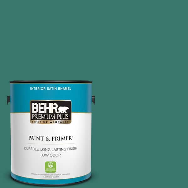 BEHR PREMIUM PLUS 1 gal. #490D-7 Greensleeves Satin Enamel Low Odor Interior Paint & Primer