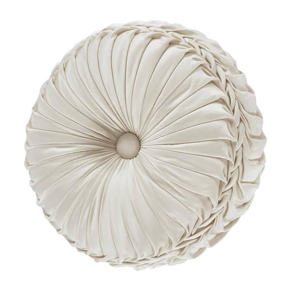 J QUEEN NEW YORK INC La Grande Ivory Polyester Tufted Round Decorative Throw Pillow 15 X 15 in.
