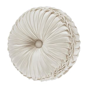 La Grande Ivory Polyester Tufted Round Decorative Throw Pillow 15 X 15 in.