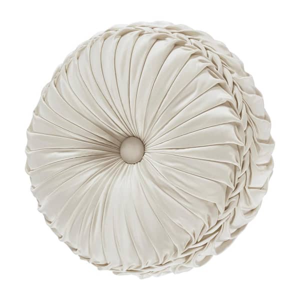 Unbranded La Grande Ivory Polyester Tufted Round Decorative Throw Pillow 15 X 15 in.