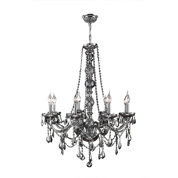 Worldwide Lighting Provence Collection 8-Light Polished Chrome and Chrome Crystal Chandelier